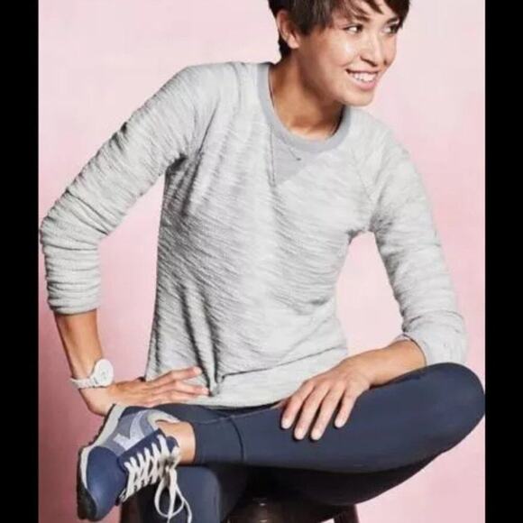 Athleta Castlepeak Slub Crew Pullover Long Sleeve Athletic Casual Sweater Size S - Picture 2 of 8